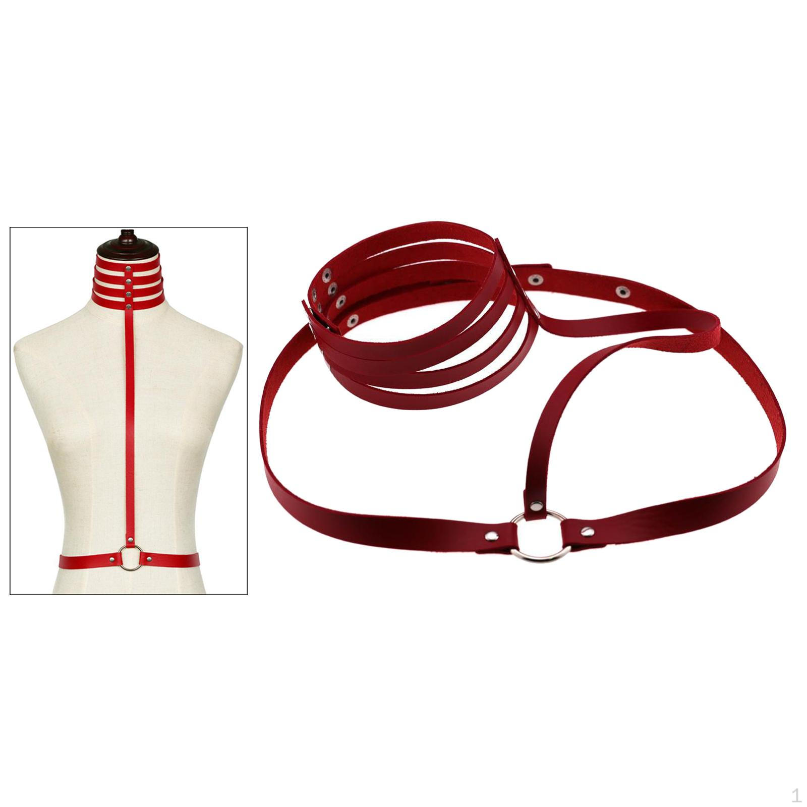 Женский кожаный нагрудный ремень-портупея в готическом стиле, чокер-ремни, пояс Red