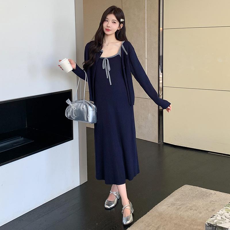 2026 Spring Korean Knit Two-Piece Dress Set 2XL