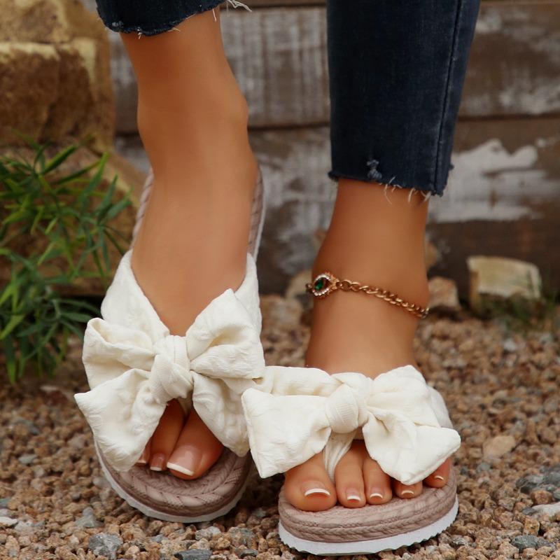 Fashion Summer Ladies Slippers 2025 High Quality Versatile Fashion Women's Shoes Casual Bow Open Toe Flat Slippers Flip Flops Women