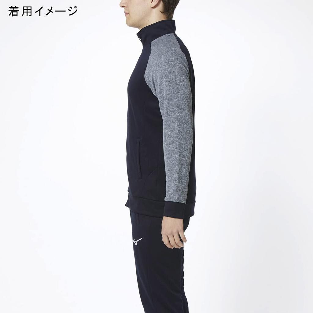 Mizuno Soft Dry Knit Training Slim Deep Navy with Charcoal Size L Size Jacket, Fit, 32MC9116, Heather, (Japan L)