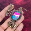 Cotton Candy Turquoise Gemstone Pendant Bird Pendant Copper Wire Wrapped Jewelry