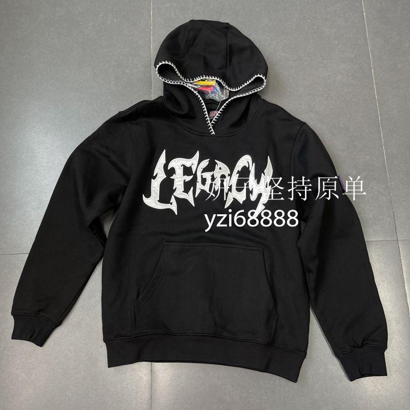 

Hip Hop Cool Fashionable Velcro Velvet Designer Black Fleece-lined Sweatshirt XL