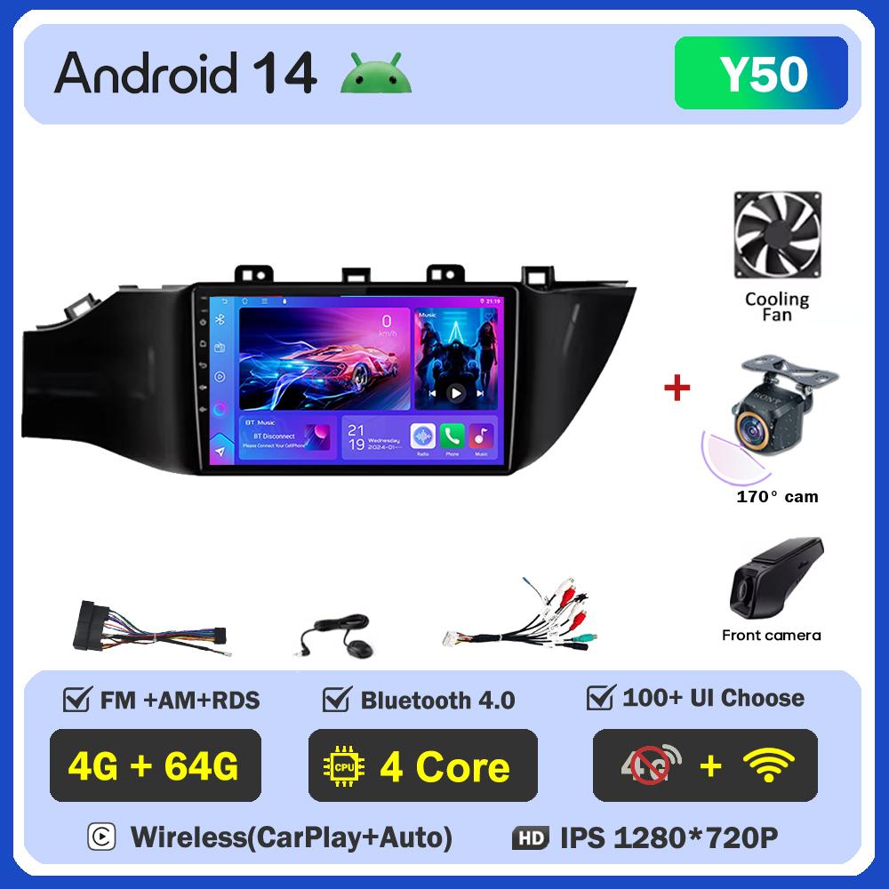 Android 14 For Kia Rio 4 IV FB 2020-2021 Car Carplay Screen Video Player Smart Intelligent Systems GPS Navigation Android Auto