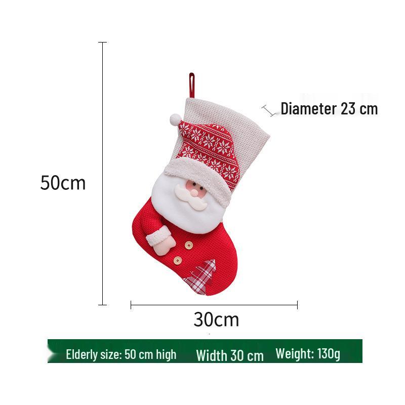 Large Christmas Stocking Gift Bag for Kids - Santa Claus & Snowman Ornament