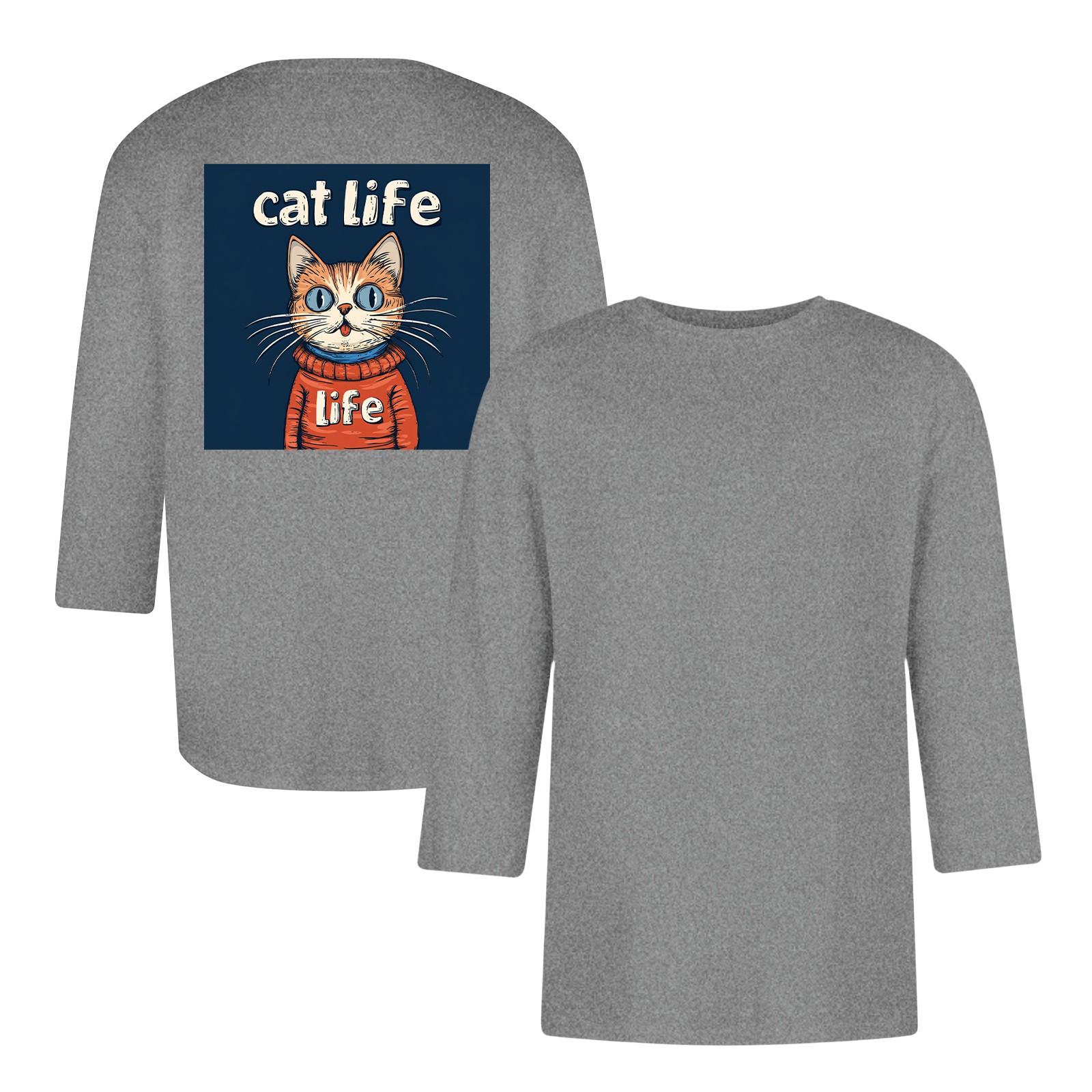 

Чоловіча повсякденна та модна футболка з принтом, з круглим вирізом та рукавом три чверті S