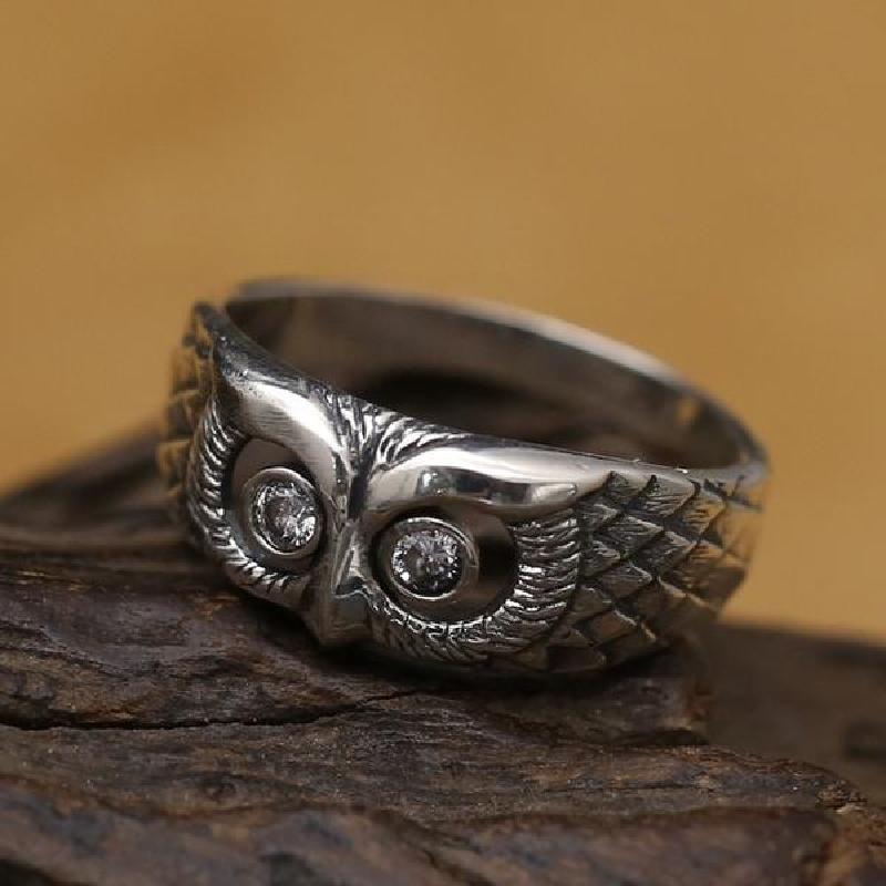 2026 New S925 Vintage Thai Silver Owl Ring With European And American Animal Totem Eagle Head Ring For Women