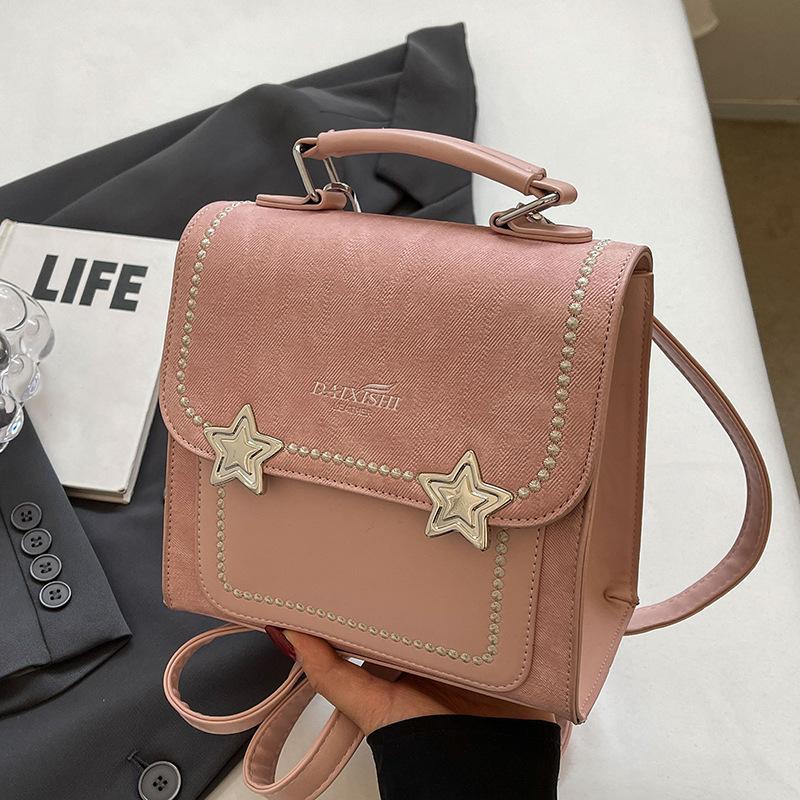 Niche design Korean version fashionable exquisite portable messenger small square bag student versatile travel commuter backpack female