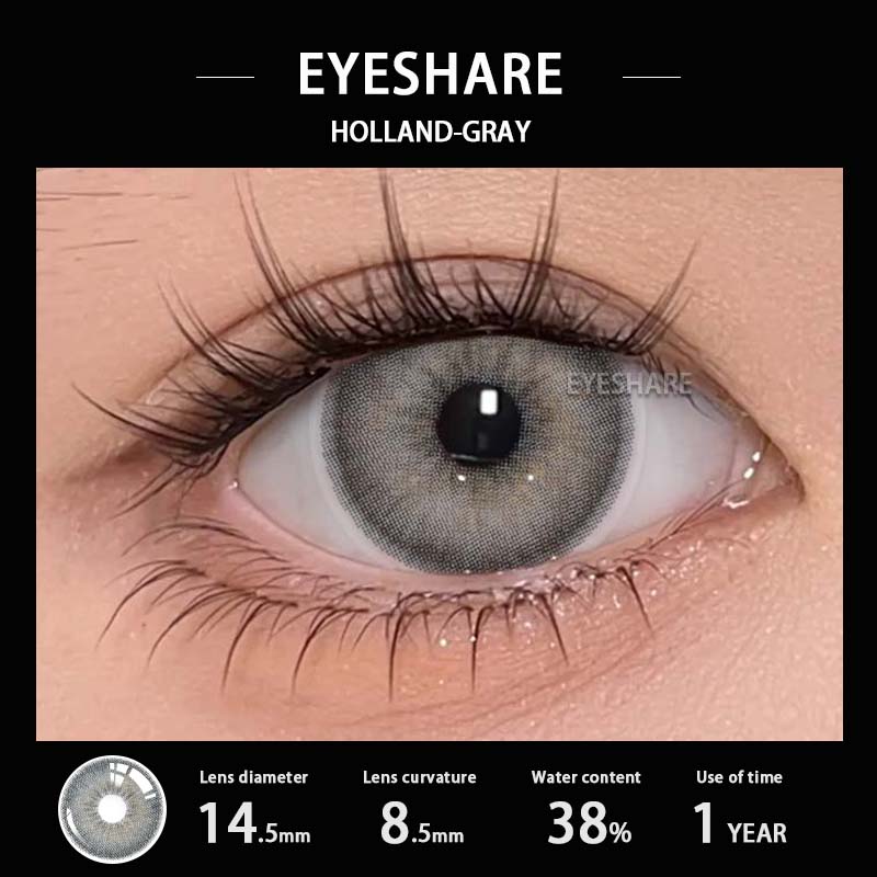 EYESHAER Farbige Kontaktlinsen, Hellblaue Brillenlinsen, Dunkelbraune Linsen in natürlicher Farbe, Hellblaue Modelinsen, 1 Paar