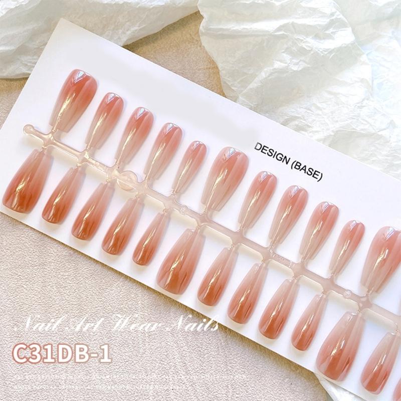 Long French False Nails Stick On Nails Nail Gradient Press on Nails DIY Art Accessories Display for Personal Style
