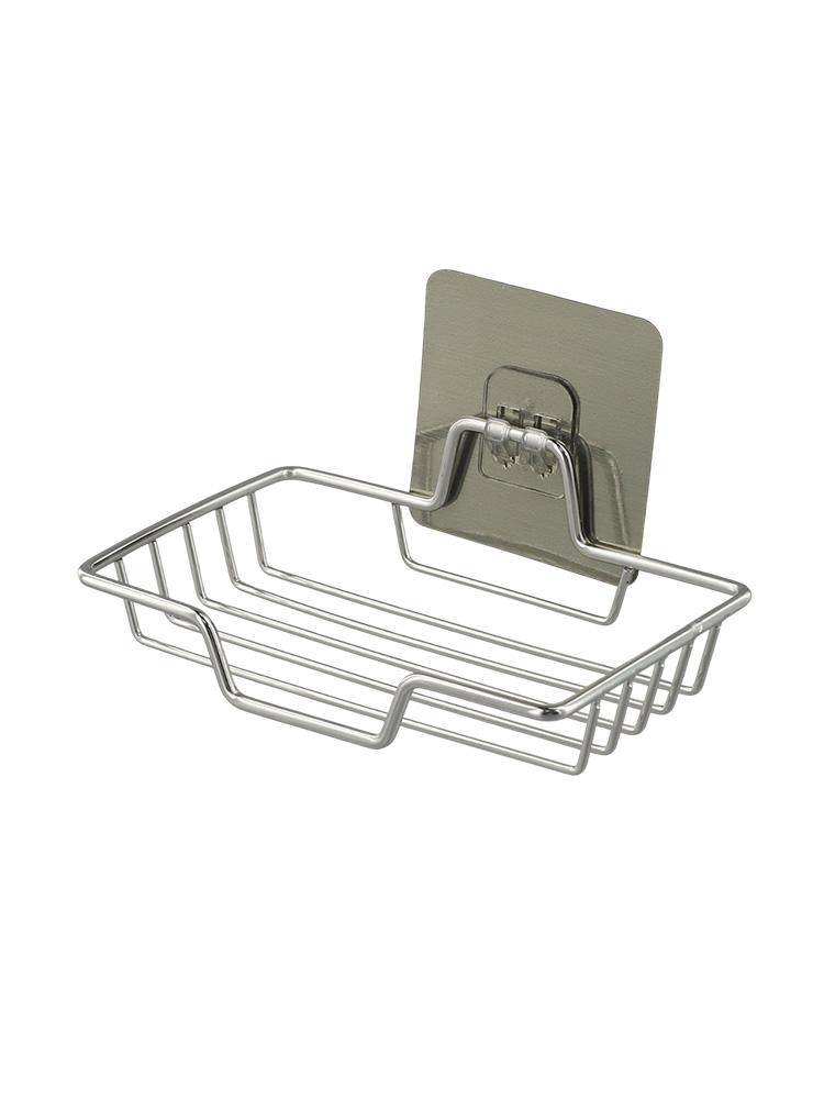 Stainless Steel Soap Box Soap Rack Soap Storage Rack Punch Free Suction Cup Wall-Mounted Bathroom Drain Tracel