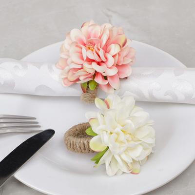Anillo de Servilleta de Flor Artificial Cuerda de Yute Rústico de Granja Hebilla Portaservilletas de Cena Decoración de Mesa para Fiesta de Cumpleaños Boda Hotel Restaurante