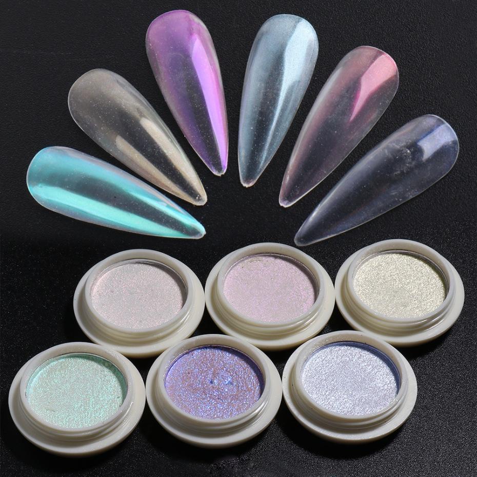 Pevný pudr Třpytky na nehty Aurora Zrcadlo Duhový chrom Mořská panna Pigment Holografický třecí prach Dekorace na nehty Manikúra