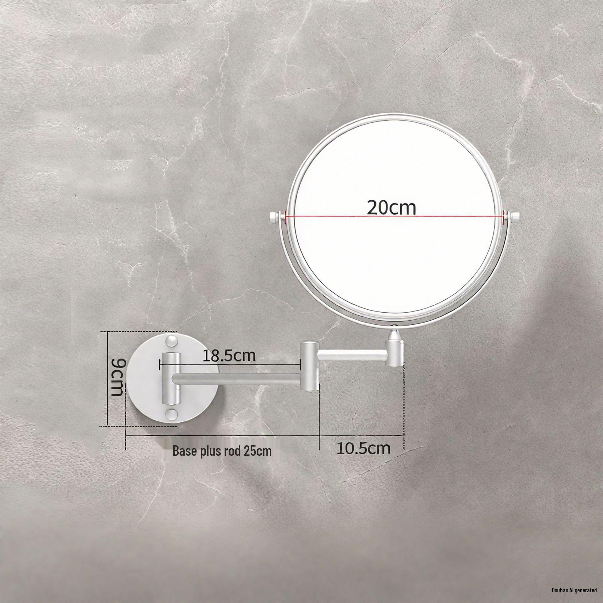 Senfu Silver Rotating Wall-Mounted Folding Bathroom Magnifying Mirror, Double-Sided 3x.