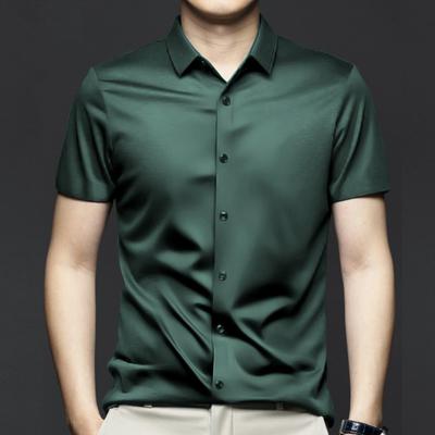 New Stretch Anti-Wrinkle Men's Shirts Short Sleeve Dress Shirts for Men Slim Fit Social Business Blouse Shirt 6XL