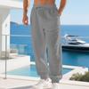 European and American men's linen casual loose leggings cotton and linen breathable simple beach pants