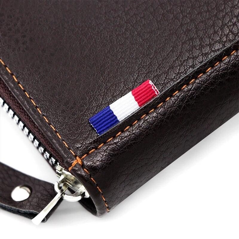 Деловой простой комбинированный кожаный матовый мужской короткий многофункциональный — фото 5