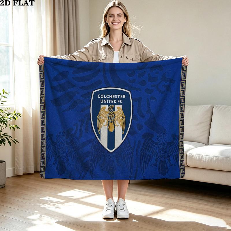 Colchester Utd FC Print Flannel Blanket High Quality Warm Comfortable Cover for All Seasons Perfect for Gifts Home Decor
