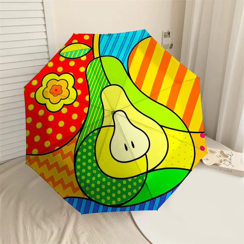

1pc Pear Flower Automatic Open/Close Umbrella Compact Folding Umbrella with 8-Rib Shaft for Women/Men, Elegant Birthday1287S