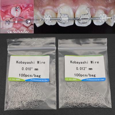 100 stks/pak Tandheelkundige Orthodontische Kobayashi Draad Arcwhire Orthodontische Metalen Ligatuur Tie Orthodontische Beugel Draad
