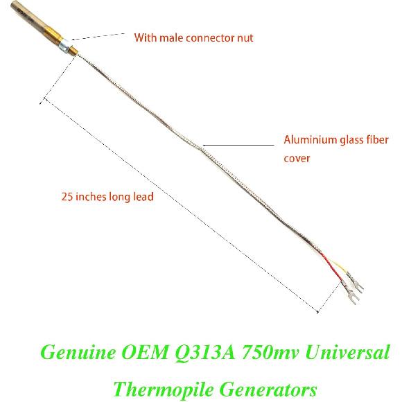 Genuine Q313A 750mv Universal Thermopile Generators with 24 Inches Leads for Gas Fireplace, Gas Stoves, Gas Water Heater, Fryer etc.