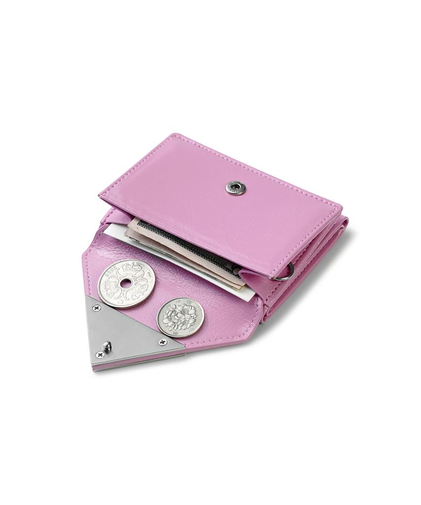 Fennec Crinkle Triangle Triple Wallet - Lilac Pink