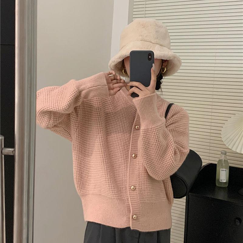 

Винтажный вязаный свитер-пальто Весенне-осенний стиль Свитер Кардиган Однобортный Верхняя одежда Корейский стиль Верхний слой 2XL