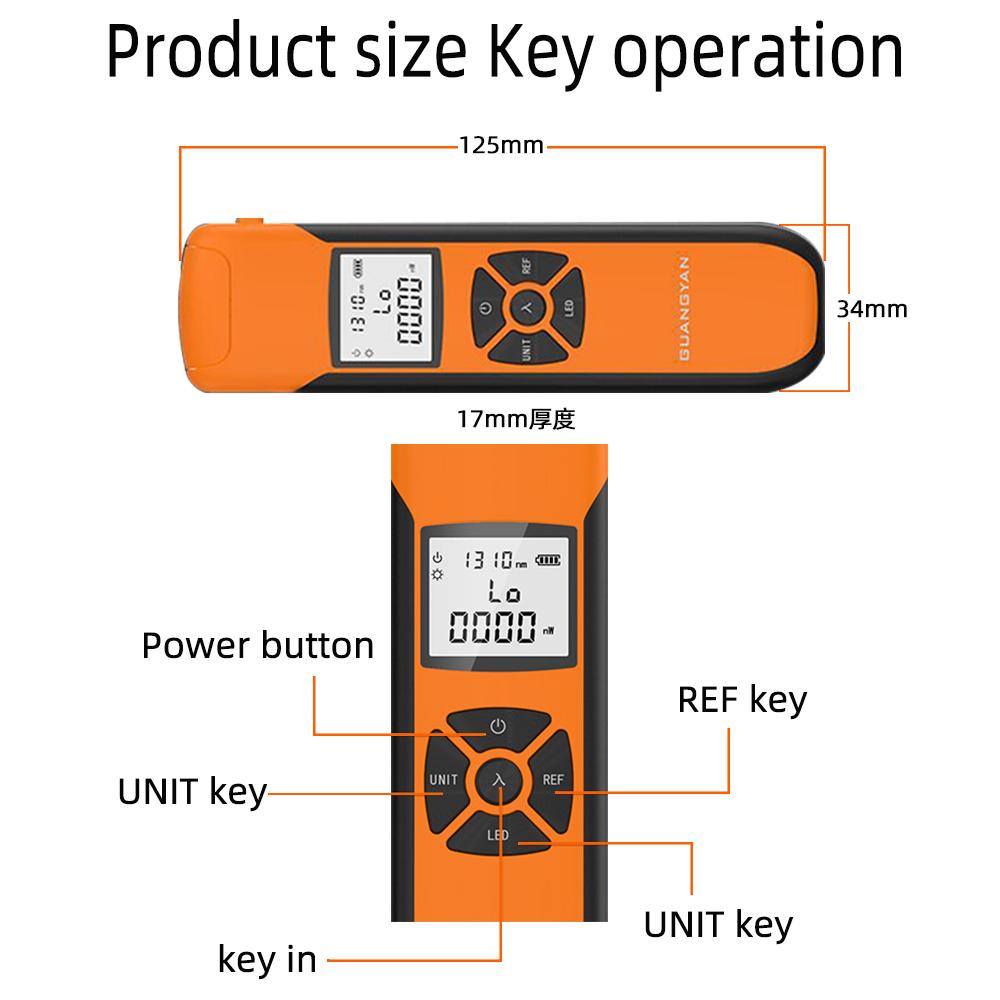 G10 Mini Optical Power Meter High Precision FC/SC/ST Universal USB Rechargeable Fiber Handheld Optic Power Meter with Flashlight