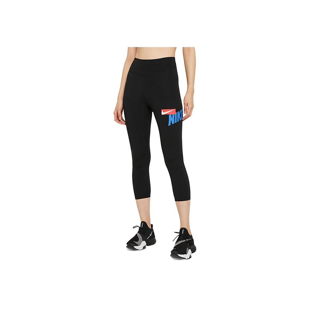 Nike Logo Print Training Three-Quarter Fitness Pants Women bottoms Black CZ9203-011