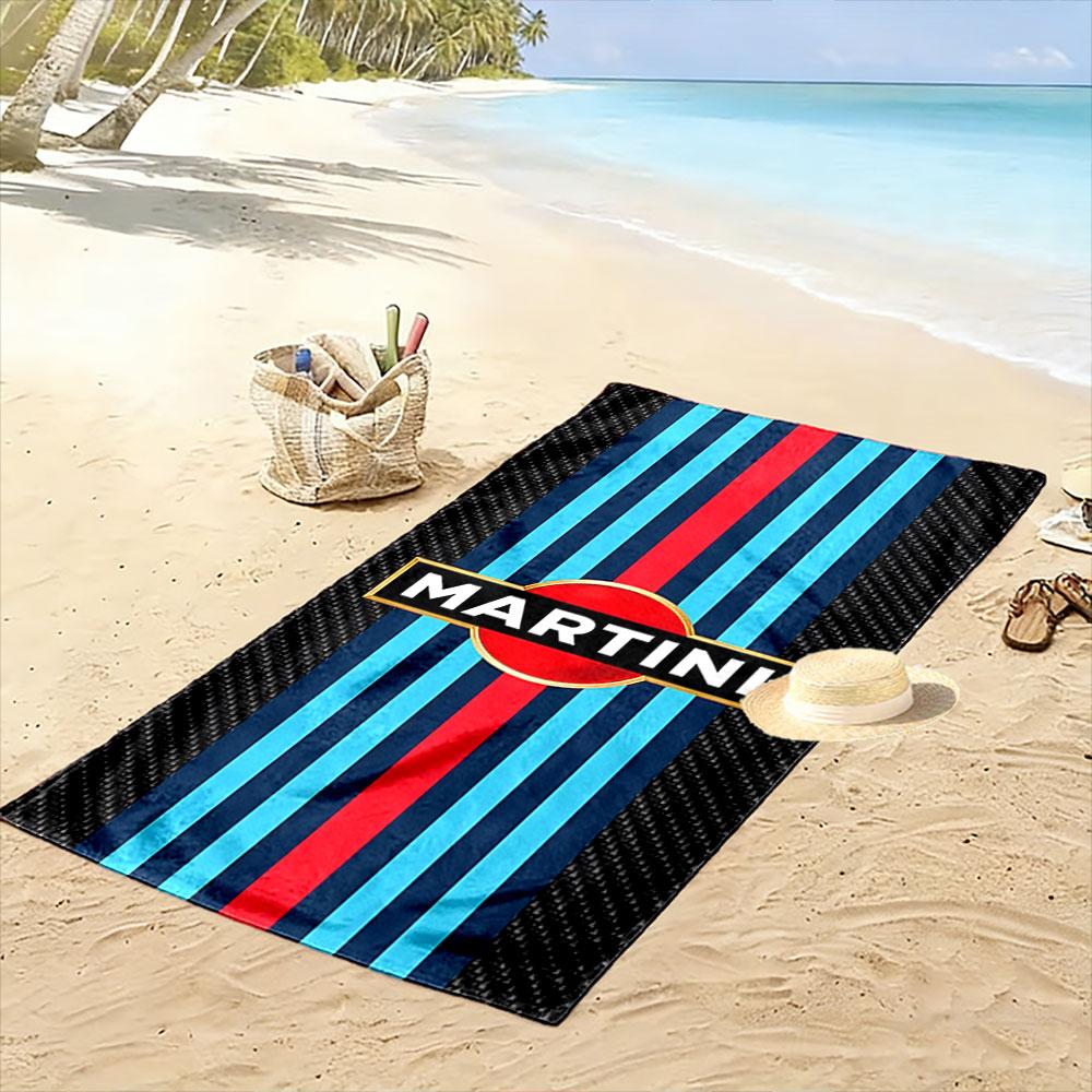 Striped Martini Logo Towel Beach Towel Quick-drying for Travel Outdoor Sports Jogging Beach and Swimming