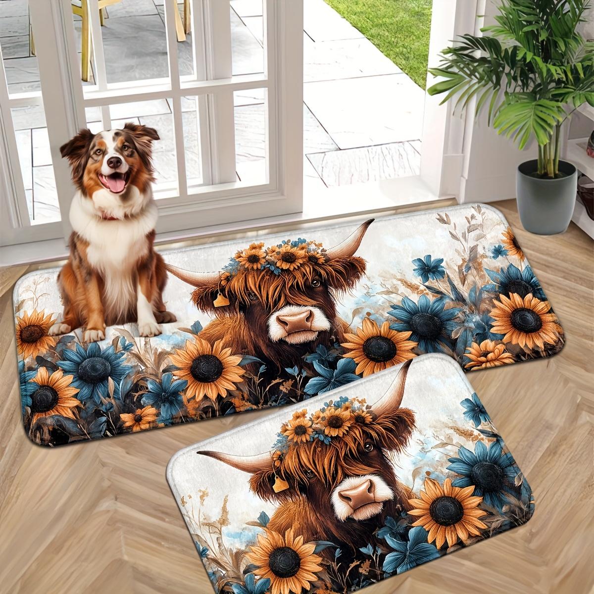 

1 шт. Коврик для пола с коровьим узором, Современный кухонный полиэстеровый коврик, Нескользящий красочный ковер для помещений, Для декора дома, ванной комнаты, спальни, гостиной 40*60cm