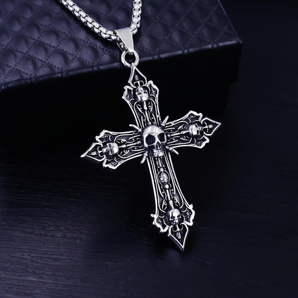 Necklace Baroque Skull Cross Popular Hollow Pendant