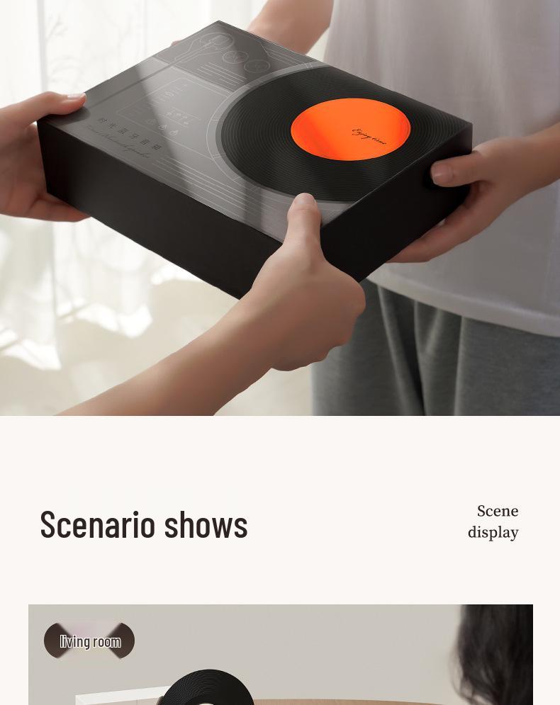 Portable Retro Vinyl Bluetooth Speaker with USB Charging, TF Card Support & Clock