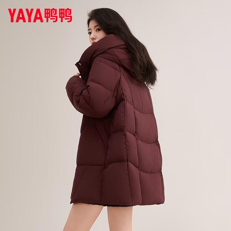 YAYA Women's Mid-length Hooded Duck Down Jacket