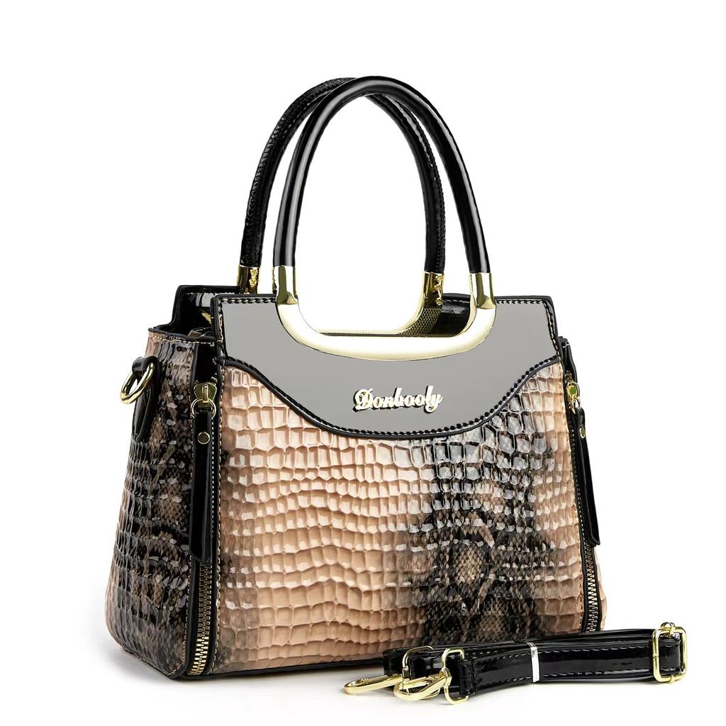 Women‘s Crocodile Pattern Tote Bags with Top Handle Crossbody Purses Handbag and Purse Faux Patent Leather Top-handle Work Shoulder Satchel for Women