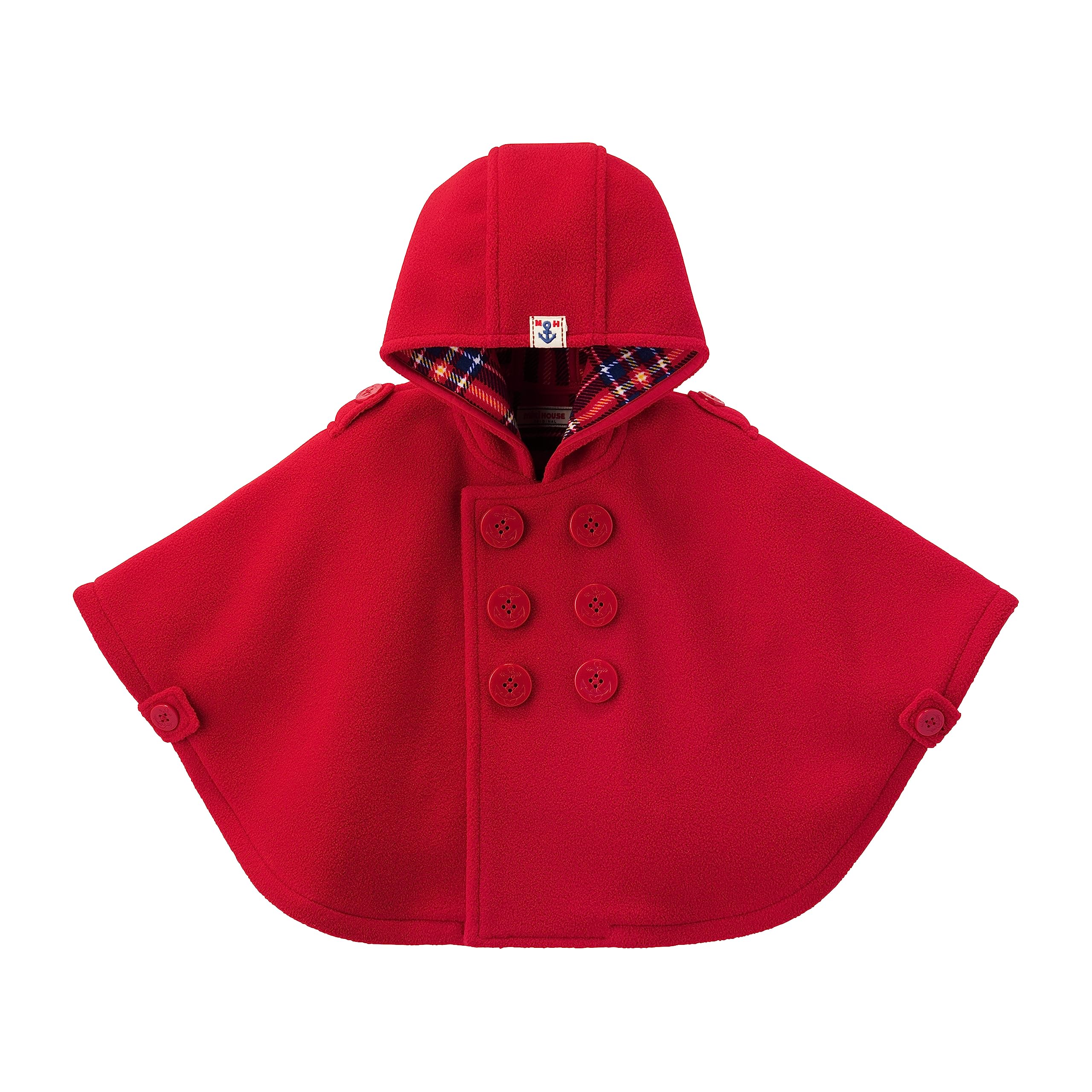 

MIKI HOUSE Fleece Cape Solid Made in for Boys and Baby One Size Fits All Poncho, Color, Japan, Girls, Clothes, (70-90cm), Red, 10-3860-491
