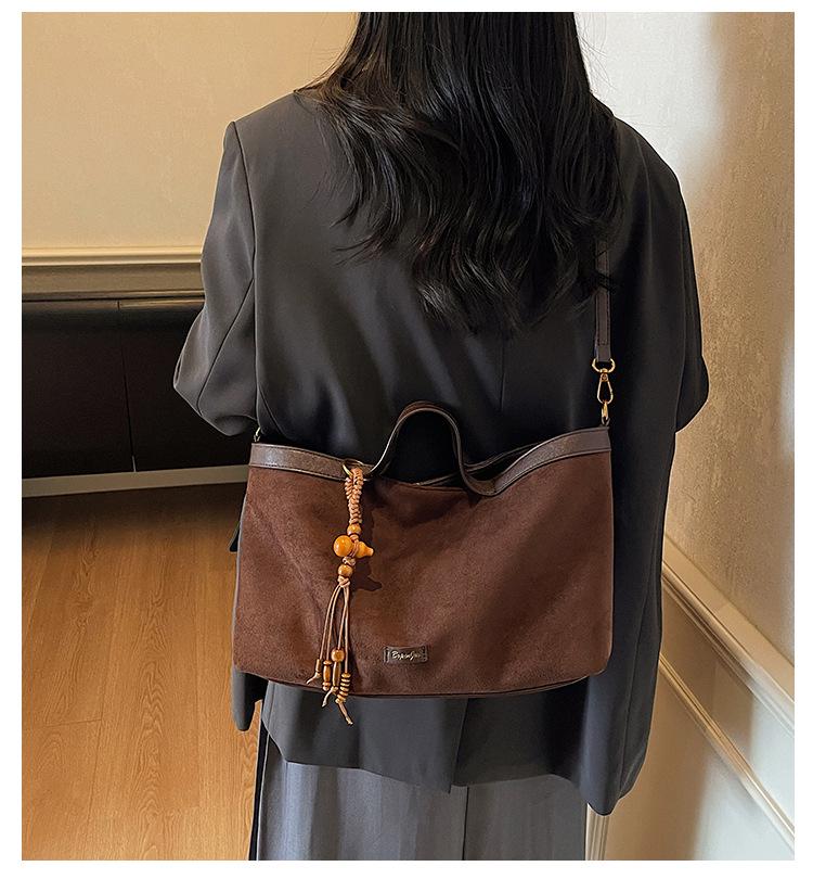 Herbst Koreanische Retro Wildleder Tragetasche - Damen Vintage Schulterhandtasche