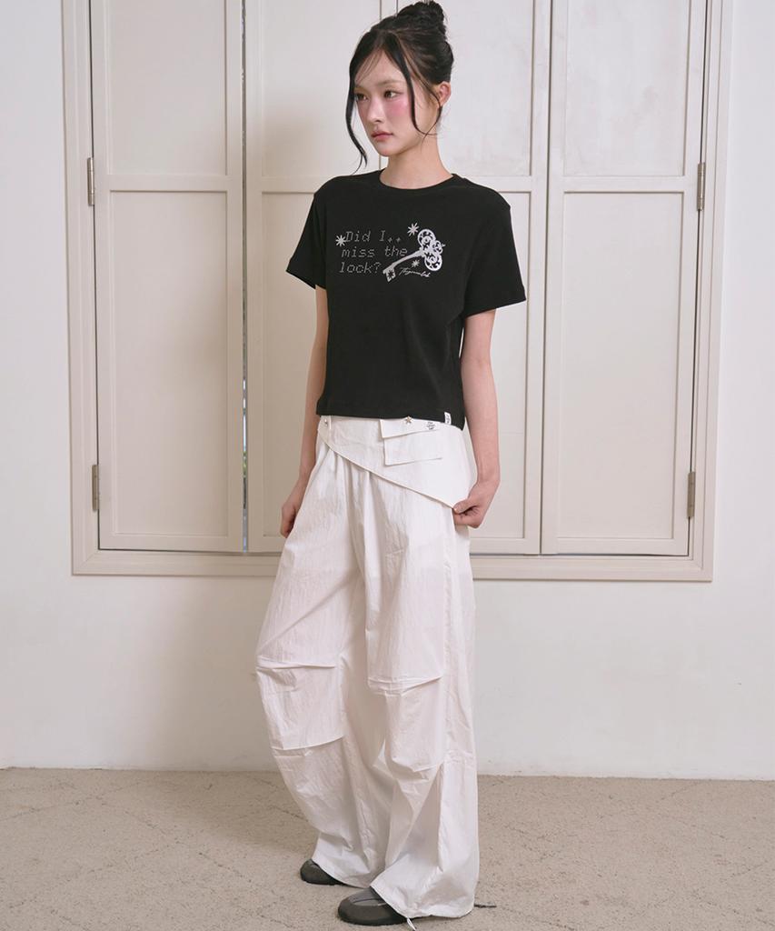 THE GREEN LAB Star Stud Belt Parachute Pants [White]
