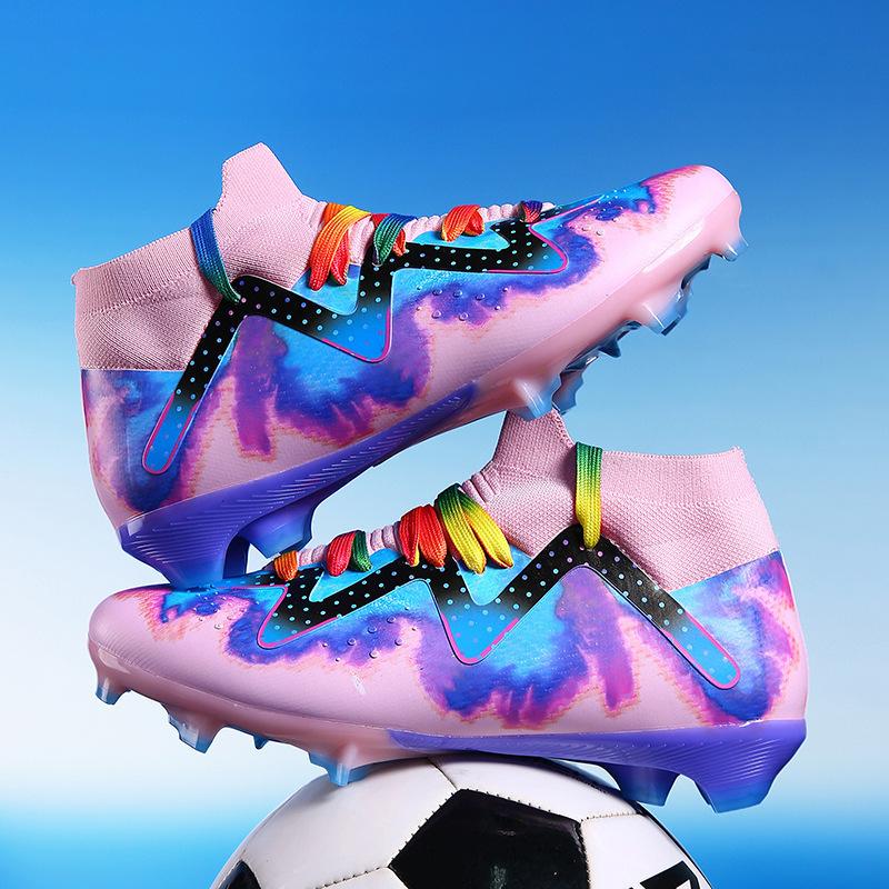 20252025 Seamless fly-woven football shoes men's high-top AG long nails broken nails adult professional training shoes