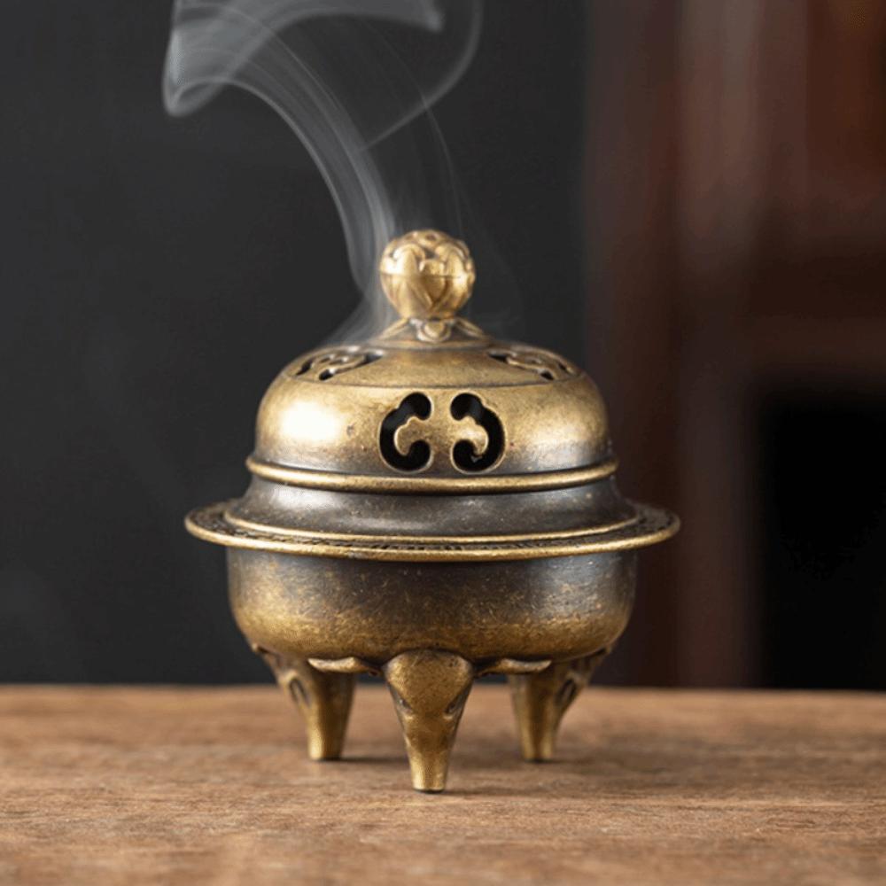 Retro Brass Material Incense Burner Metal Construction New Chinese Style Aromatherapy Holder Xiangyun Incense Holder Gift