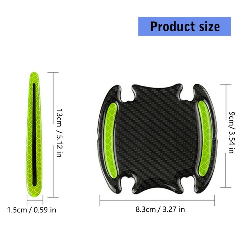 High Visibility Reflective Car Handle Protectors with Grip Texture Multipurpose Auto Door Handle 8pcs for Night Safety