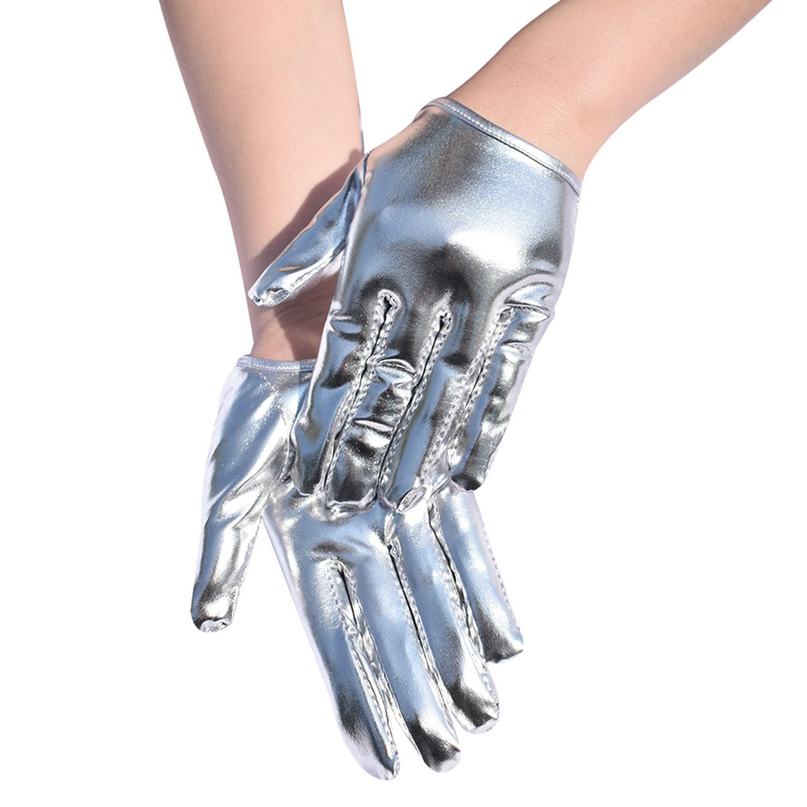 

Fashionable Short Gloves With Glossy Design Hand Gloves Punk Handwear For Women Night Club Punk Accessories 1