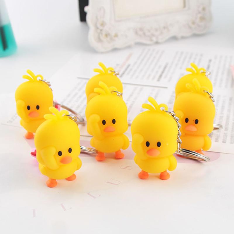 Liten gul and nøkkelring Pvc mykt lim Tegneserie Dyr Telefonanheng Bilnøkkelring Ryggsekkpynt Studentveskedekor Tilbehør