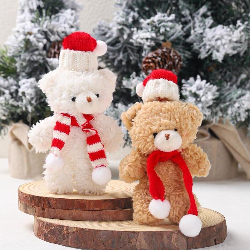 Kawaii Plüsch Bär Puppe Weihnachtsbaum Anhänger Weicher Mini Bär Niedlicher Plüsch Bär Kinder Weihnachtsgeschenk Weihnachten Heimdekoration Weihnachtsbaum