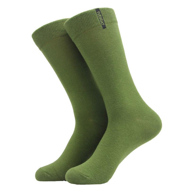 

Men s Cotton Work Socks Solid Color British Style Business Weekly Dress Socks 1 Pair зелений