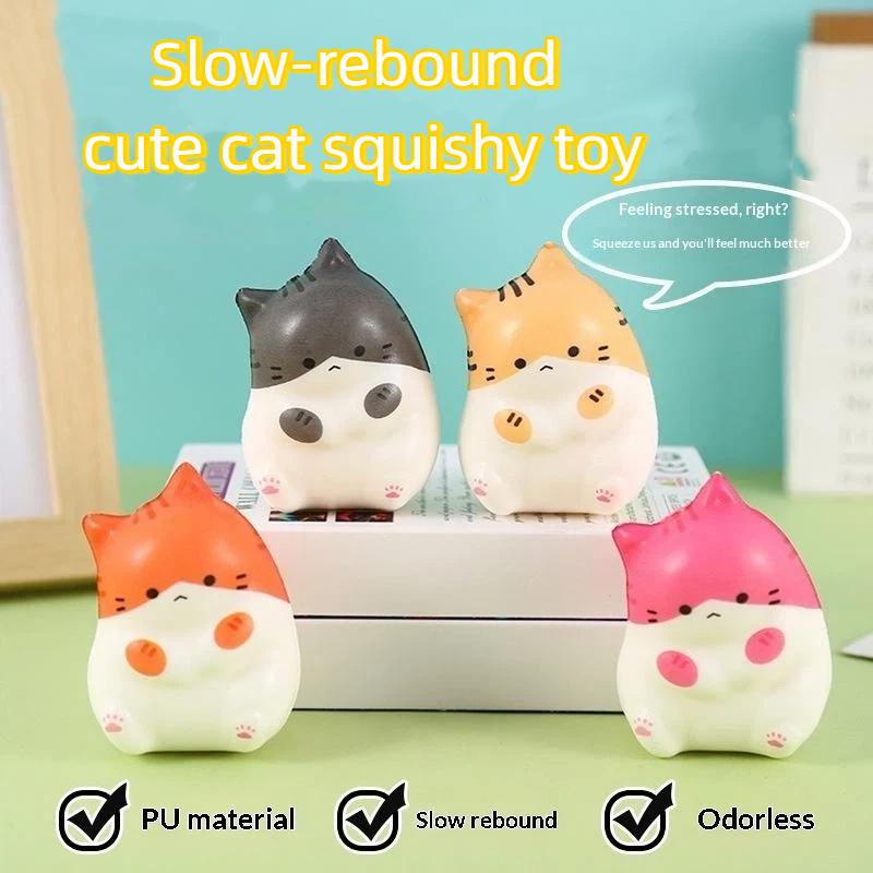Cute Cat Squeeze Fidget Stress Relief Toys Soft Slow Rebound Non-Toxic for Kids Adults Office Home Travel
