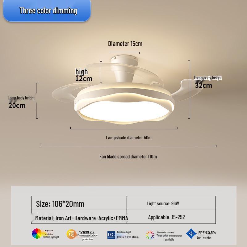 2025 Modern Silent Ceiling Fan with Integrated Light for Bedroom or Restaurant