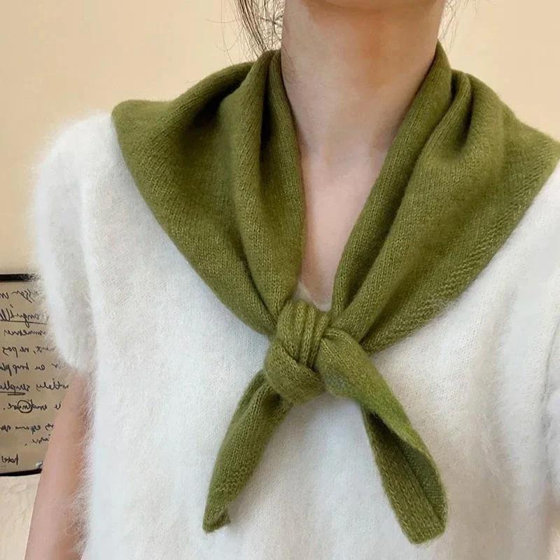 Wool Knitted Scarf For Woman Multi-functional Warm Triangular Muffler Women Headscarf Winter Warm Knitting Neckerchief Hair Wrap