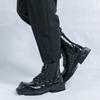 Herren Retro Punk Stiefel mit dicker Sohle und Plateau Coole Elevator Boots Schwarz Braun Motorradstiefel Hohe Stiefel