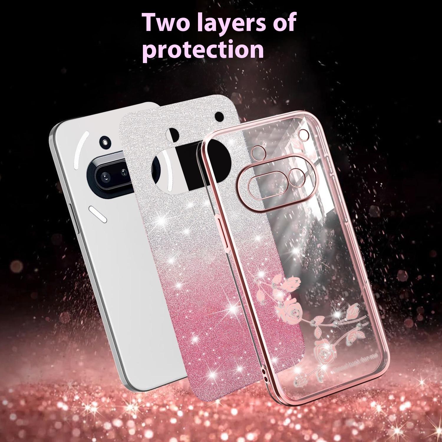

For Nothing Phone (3a) Case Flower TPU Flexible Gradient Phone Cover Purple