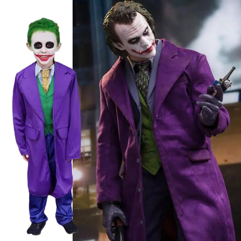 Mroczny Rycerz Joker Kostium Cosplay dla Dzieci Komiksy Odgrywanie Ról Impreza Halloweenowa